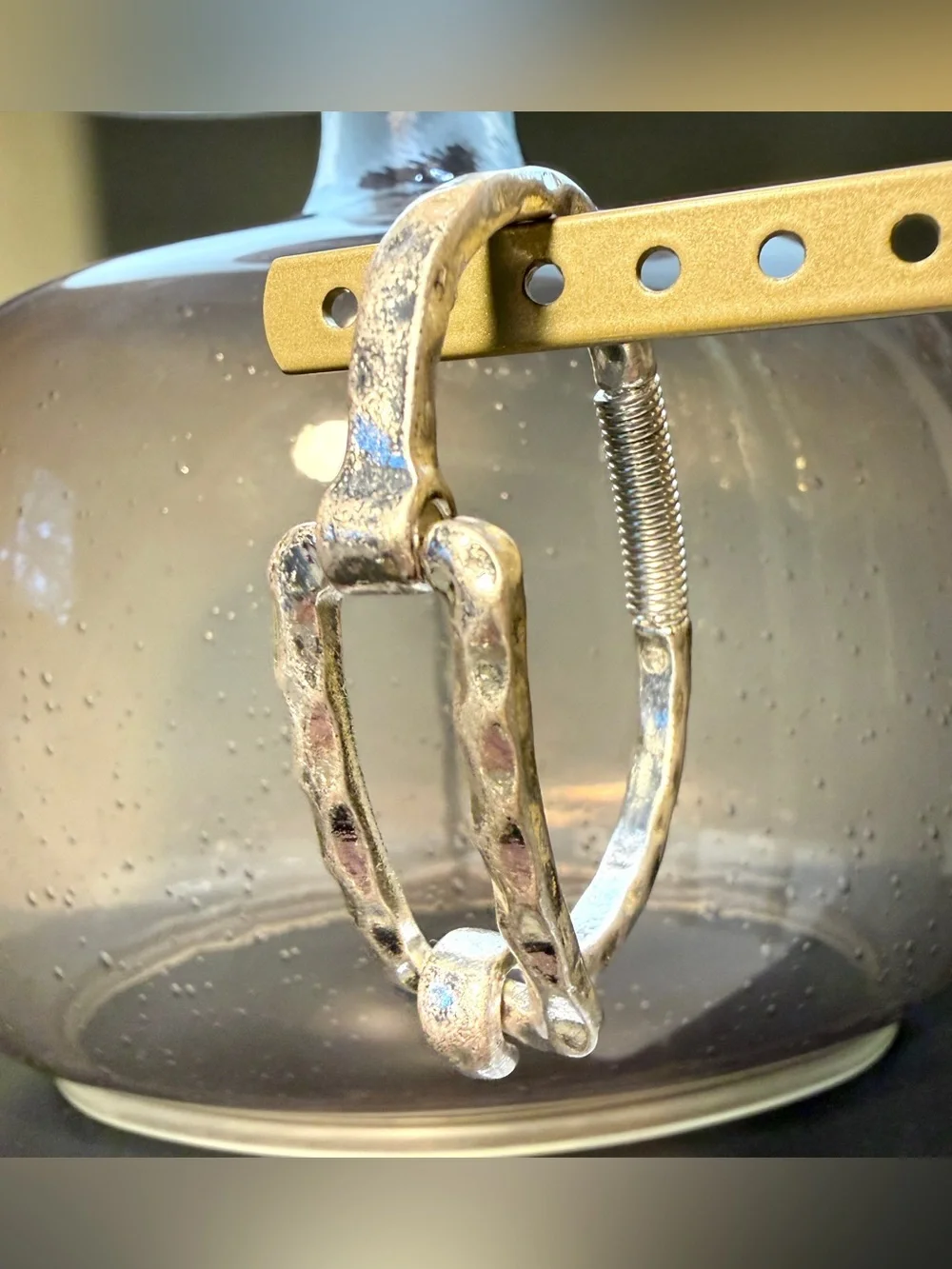 Hammered Silver Tone Hinged Bracelet